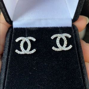 925 silver CC logo earrings